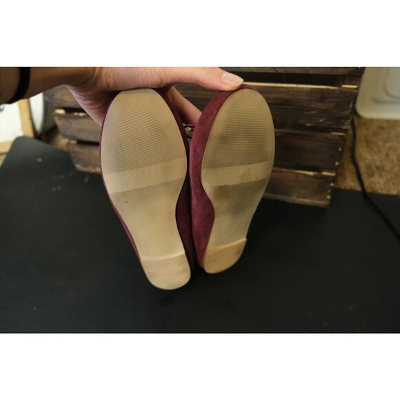 Nordstrom Burgundy London Ballet Flats Dainty Bow Kitten Flat Women's 6 - Picture 4 of 5